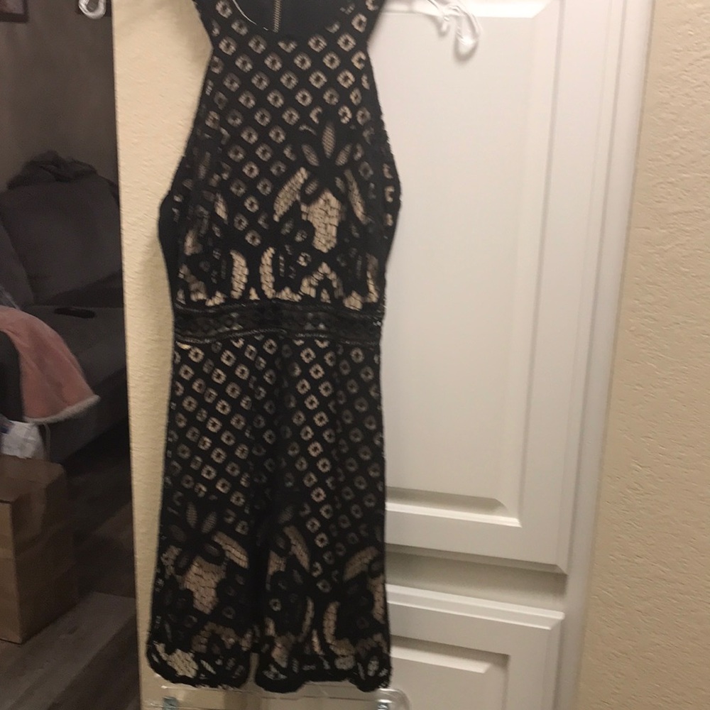 Privy Black and Tan lace cocktail dress
